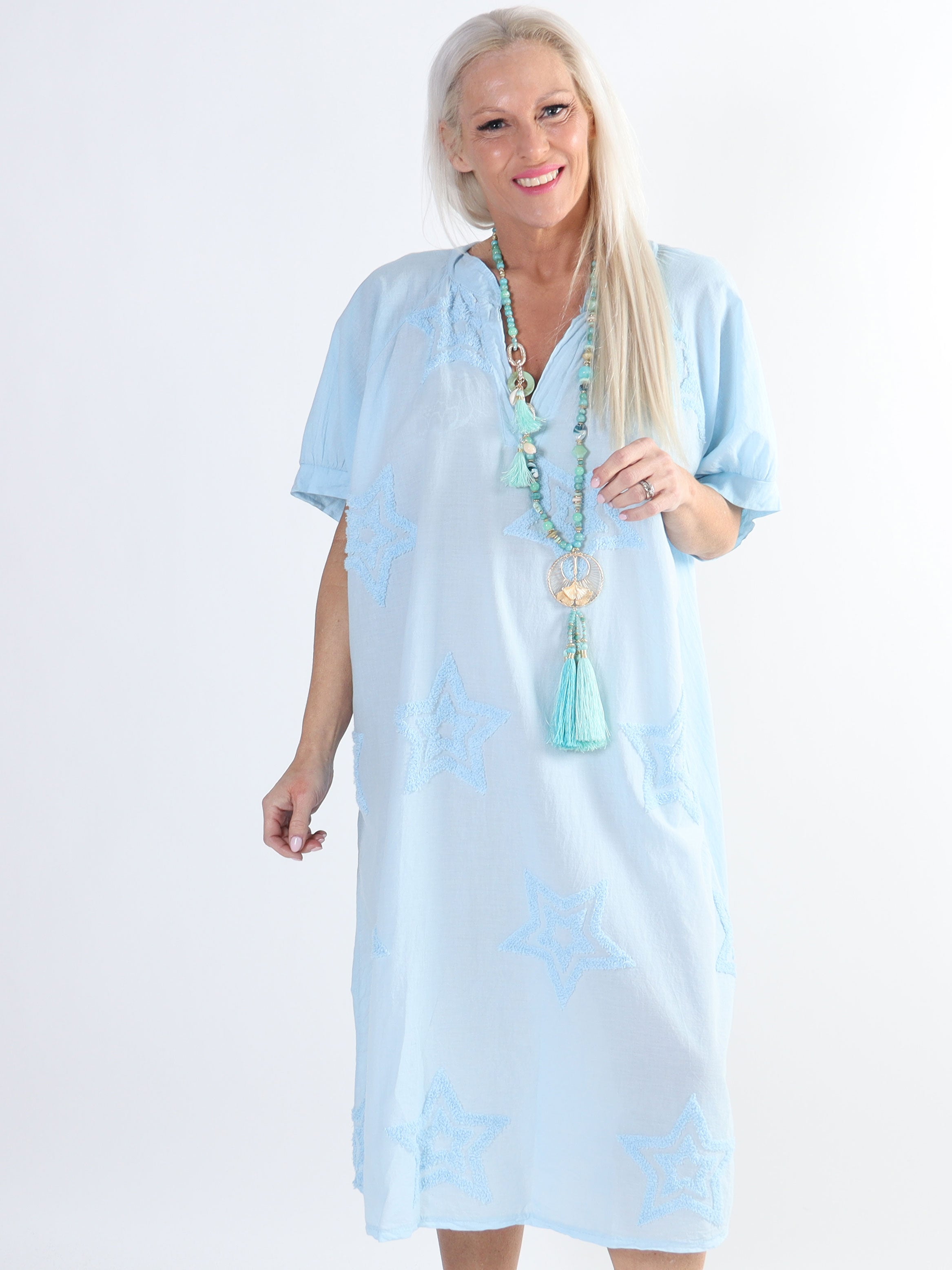 Nannali - Fin plus size kjole i bomuld med stjerner